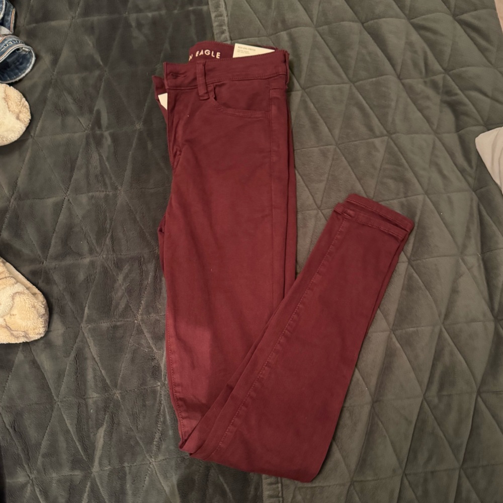 X-Long American Eagle Outfitters Maroon Jeggings